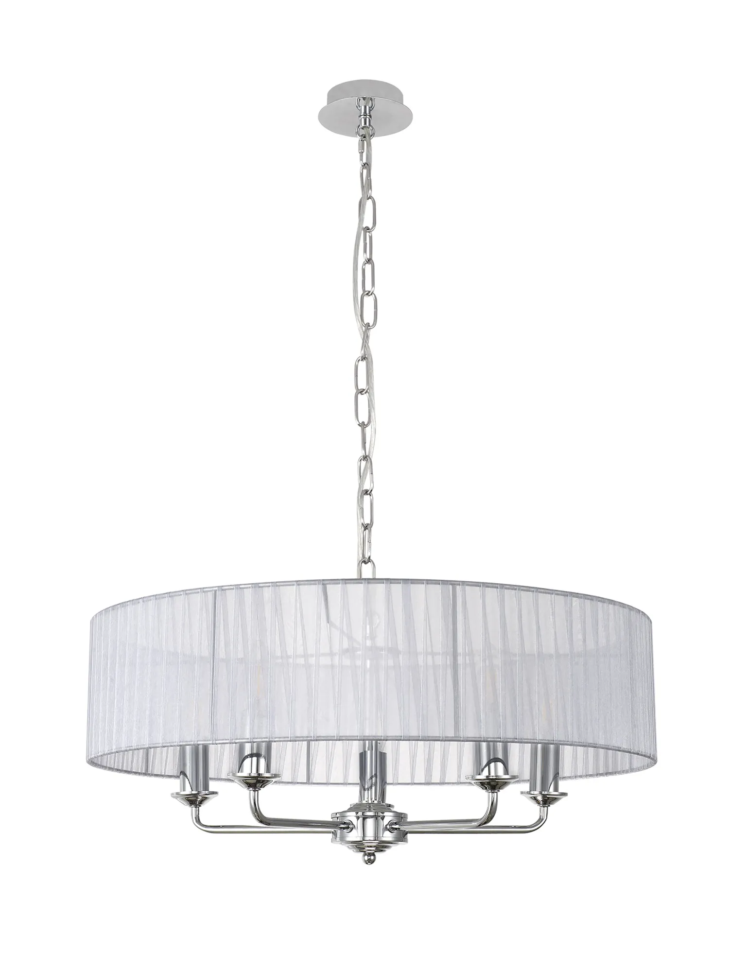 Banyan 45cm 3 Light Pendant Polished Chrome; Grey DK0864  Deco Banyan CH GR